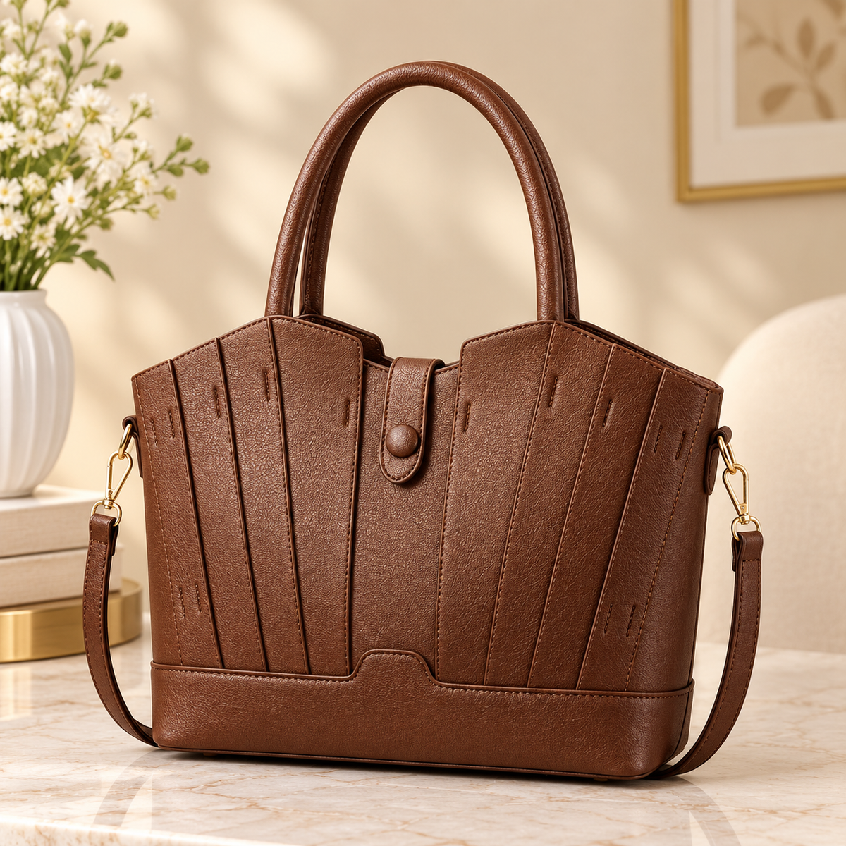 Lychee Texture Patchwork Handbag
