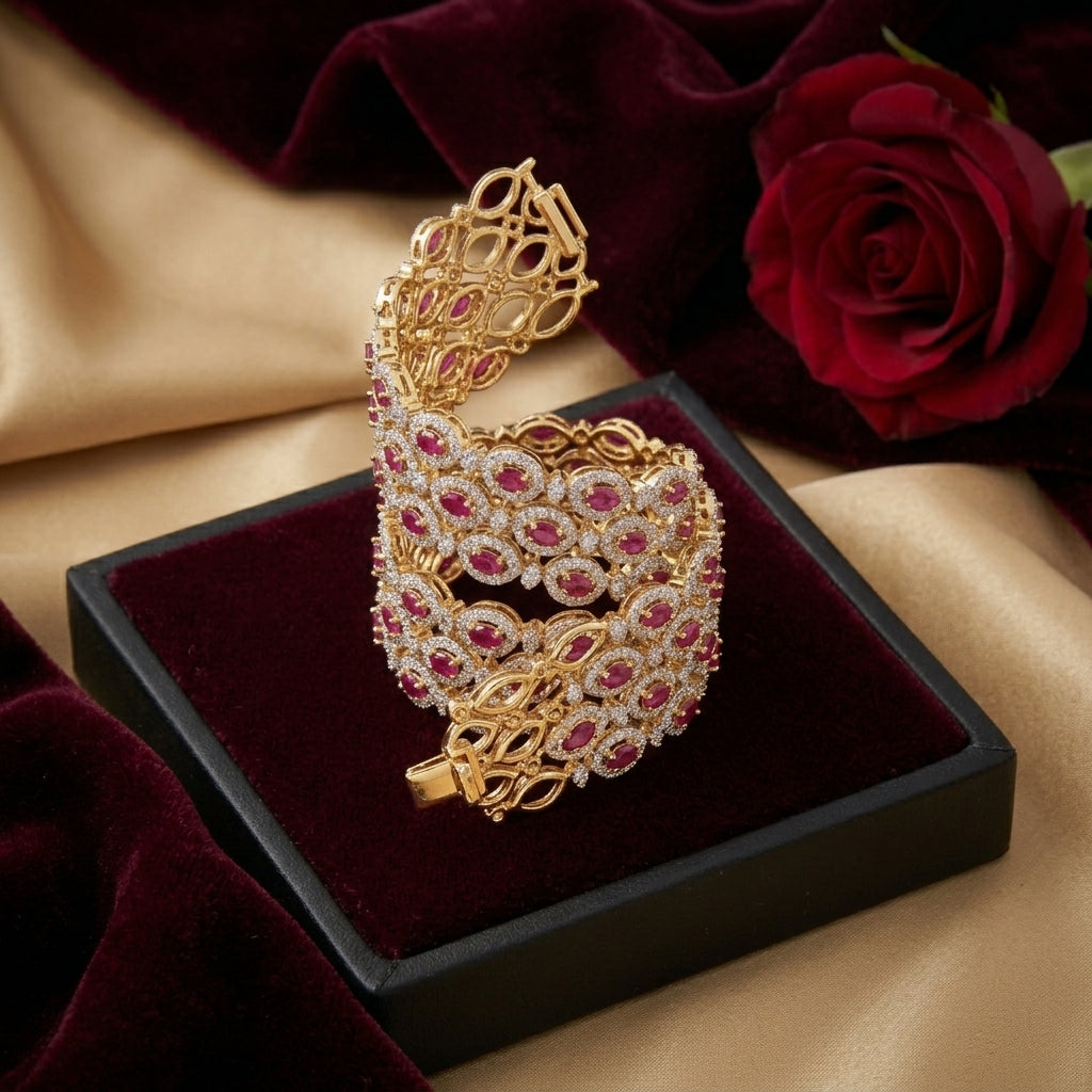 Rich Royal Gold Ruby Bracelet