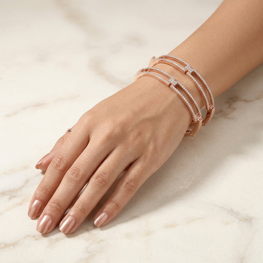 Triple Rail Stud Bangle