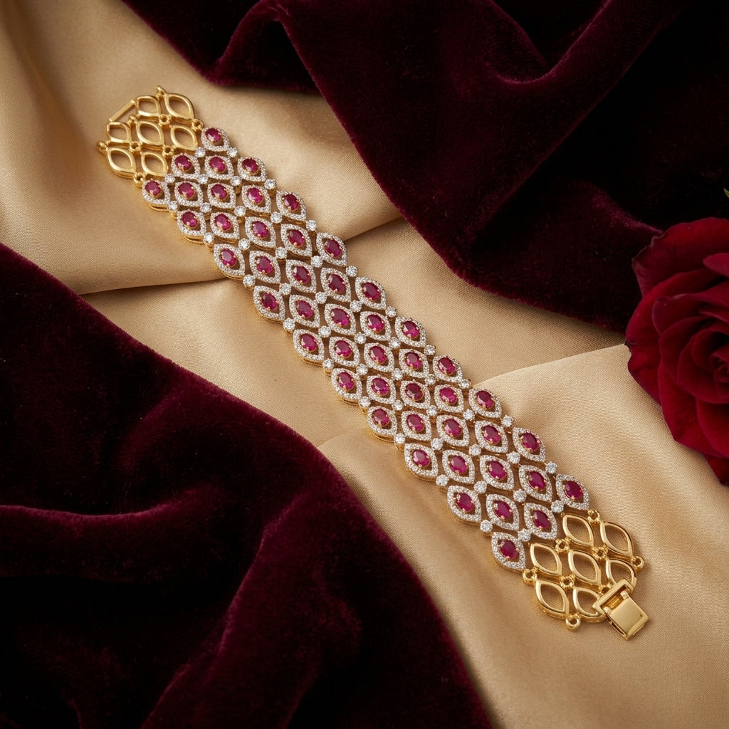 Rich Royal Gold Ruby Bracelet