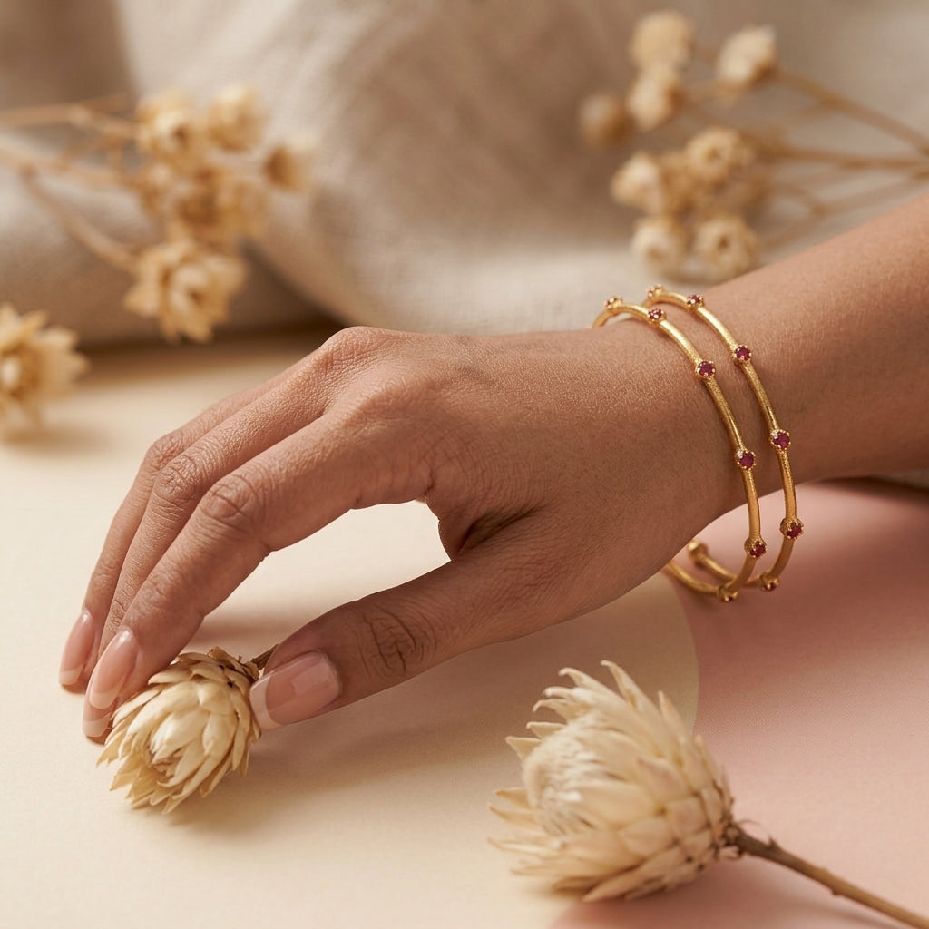 Plain Ruby Gold Bangle