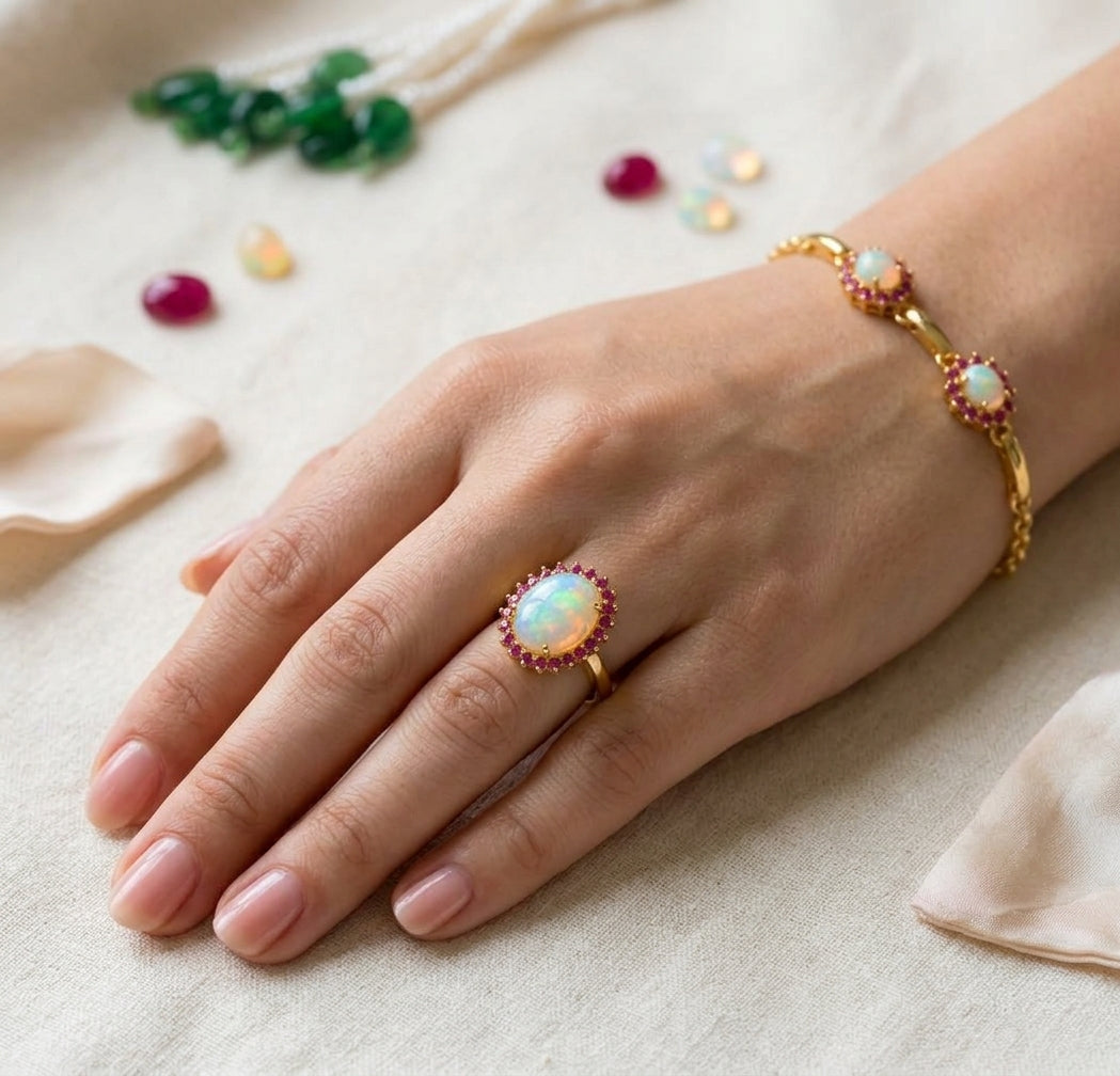Opal Ruby Oval Combo Set