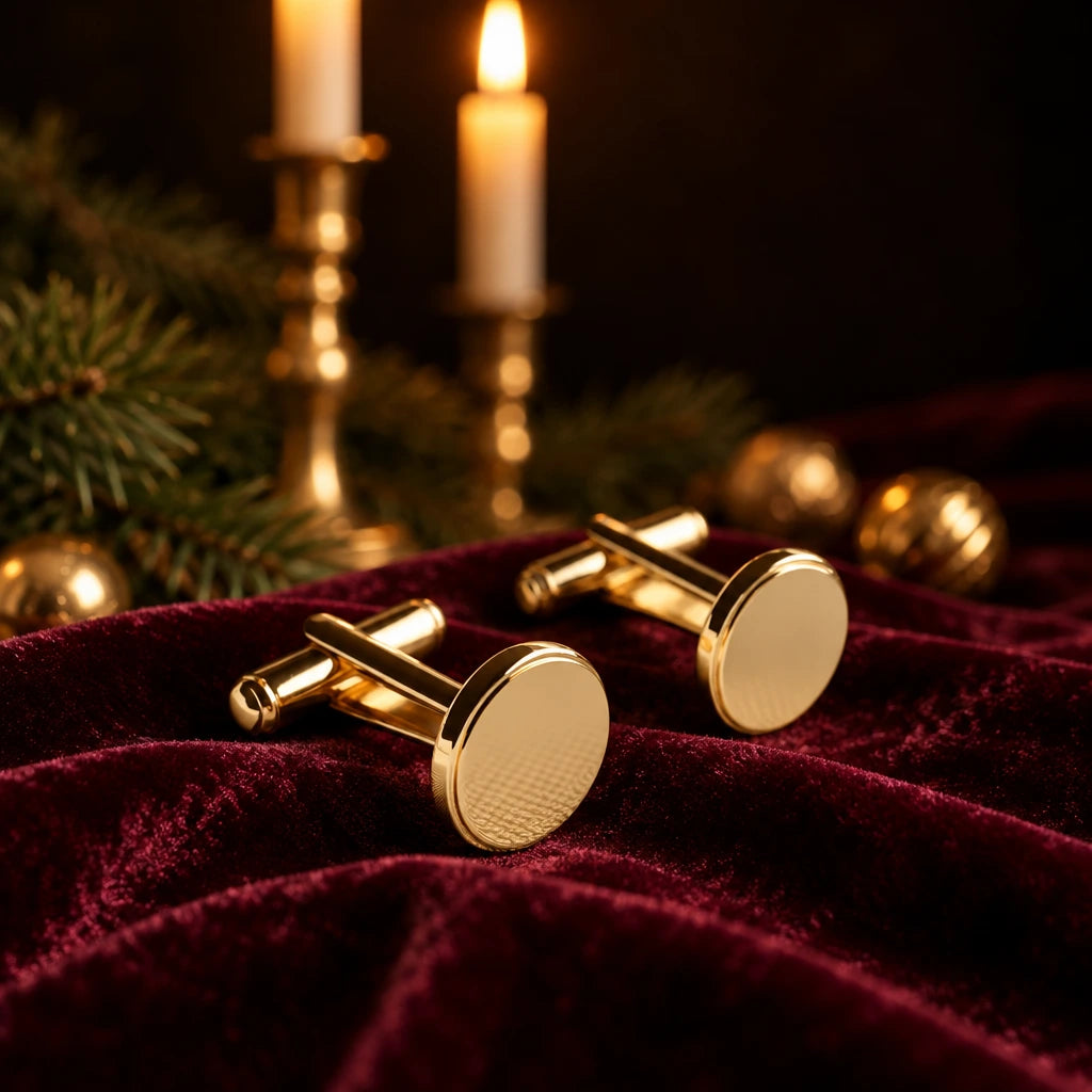 Gold Royal Cufflink | Gold Royal Cufflink – 925 Sterling Silver | Nafees Silver Jewels