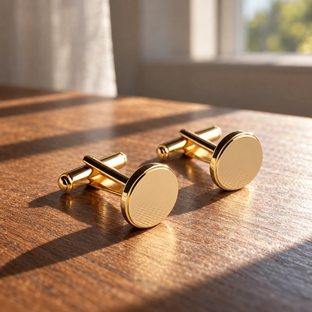 Gold Royal Cufflink | Gold Royal Cufflink – 925 Sterling Silver | Nafees Silver Jewels