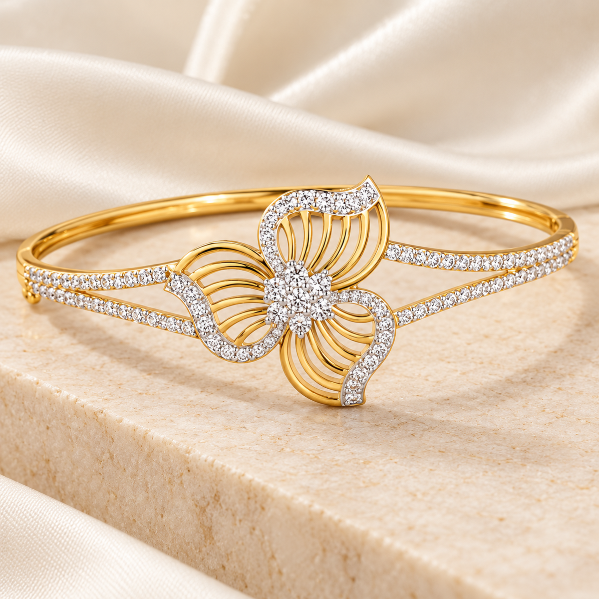 Triple Fan Petal Kada — Golden