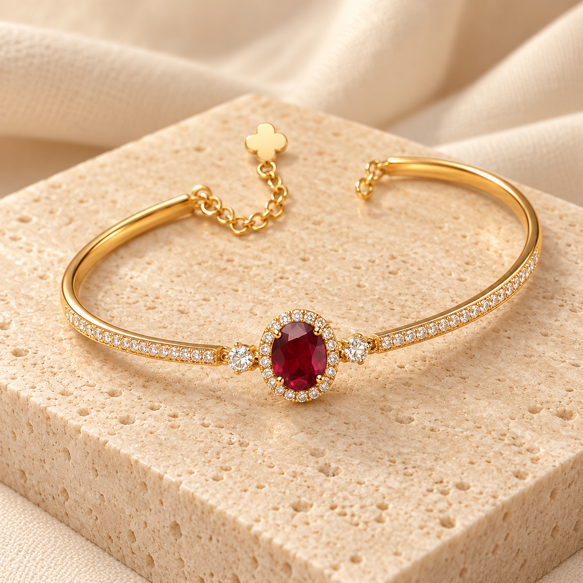 Aurelia Ruby Halo Bracelet Gold