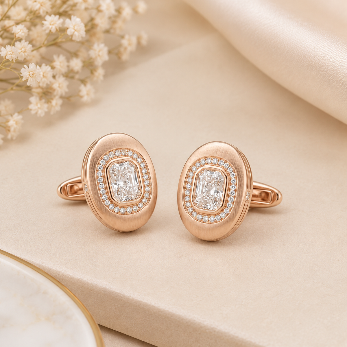 Luxury Oval Diamond Cufflinks