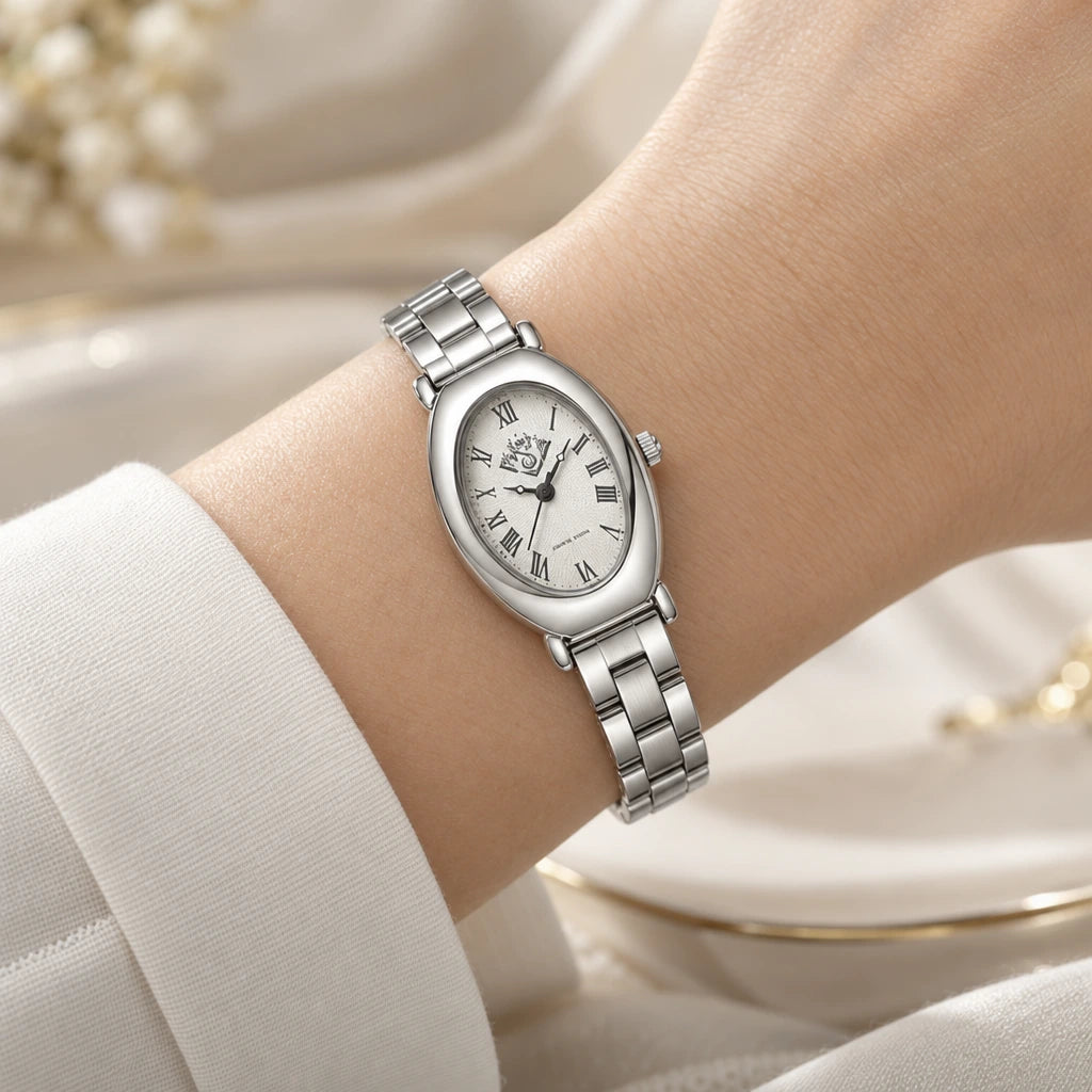SILVER WATCH | **AI IMAGE GENERATION PROMPT — ELEGANT SILVER WOMEN’S WATCH** Use my uploaded silver watch product image as the exact reference.