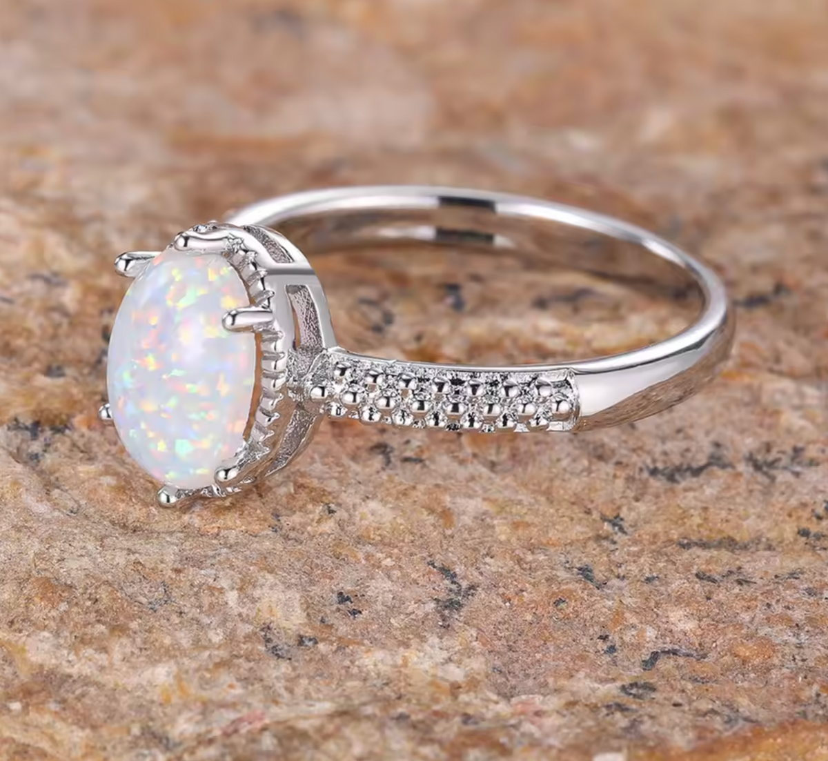 White Opal Ring