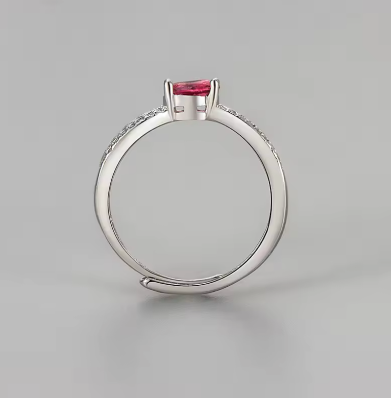 Red Ruby Floral Ring in 925 Sterling Silver