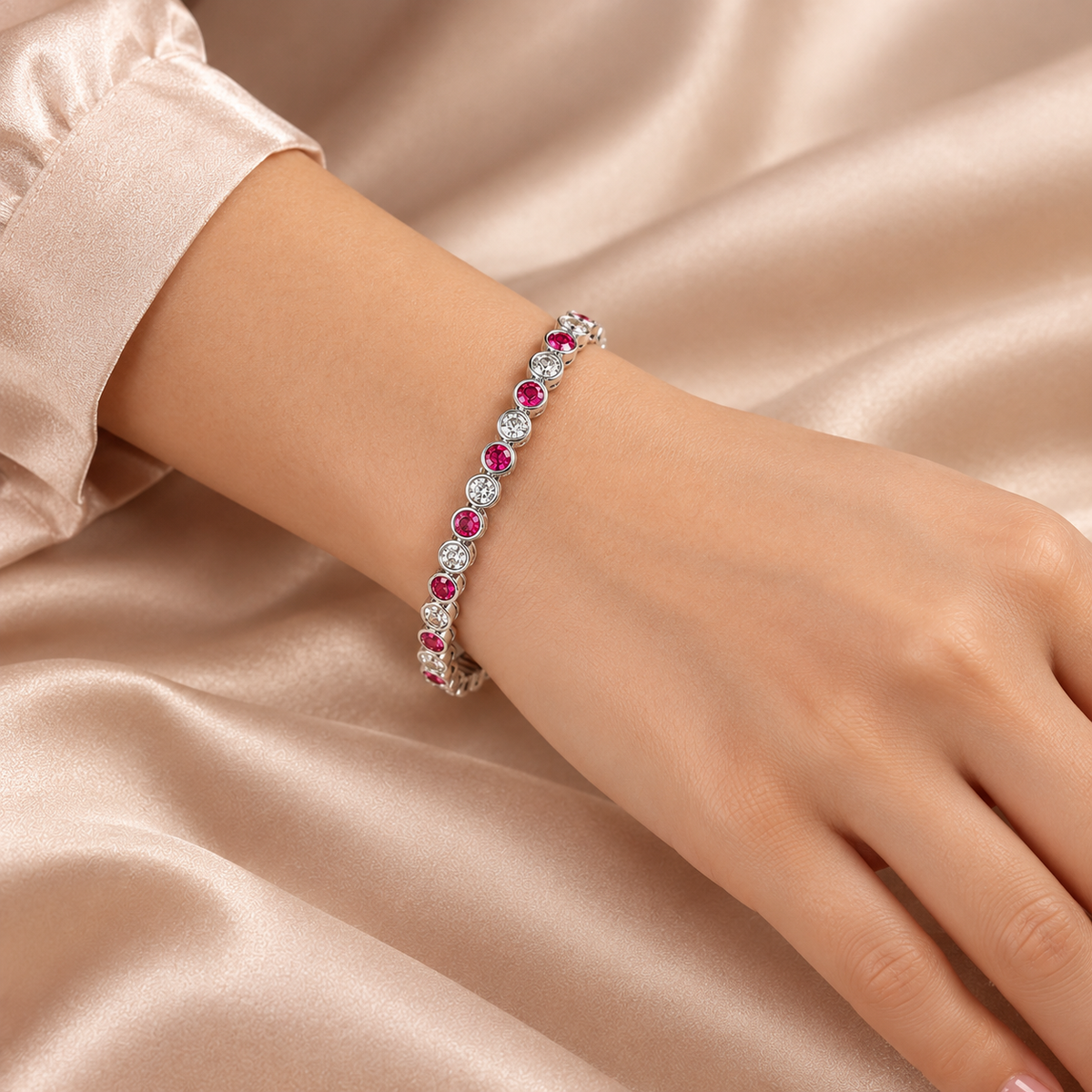 Silver Ruby Bnagle