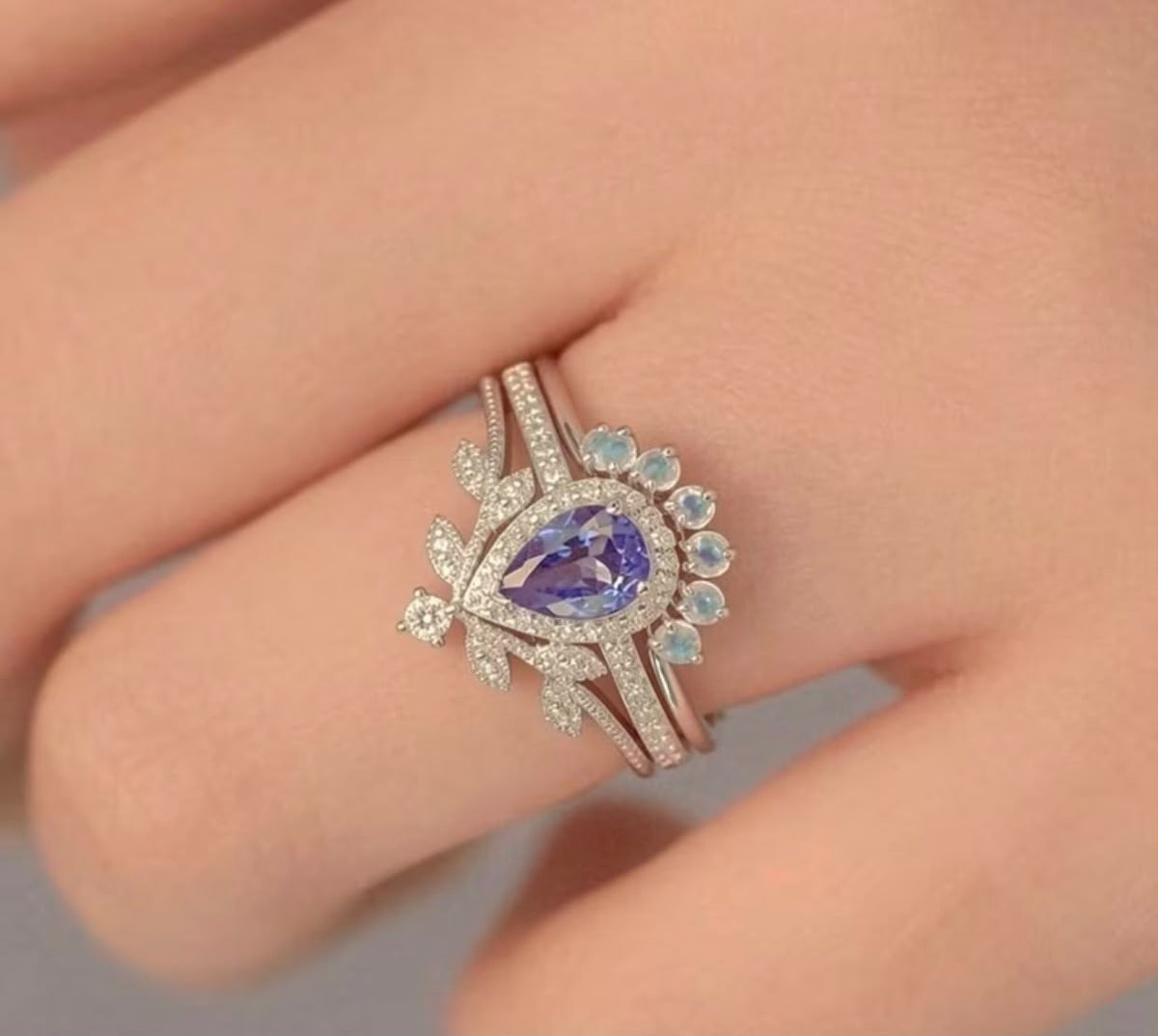 Pear cut violet Ring
