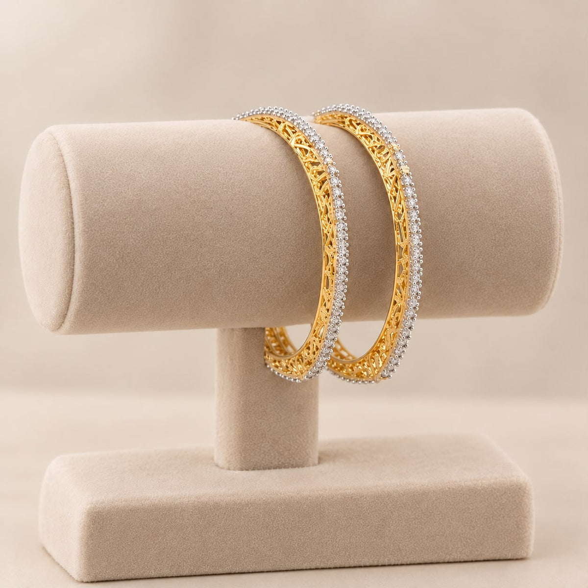Gold Filigree Diamond Bangle