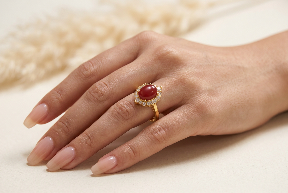 Aqeeq Ring on Model Hand