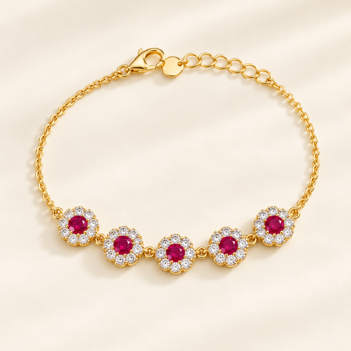 Gold plated floral halo bracelet