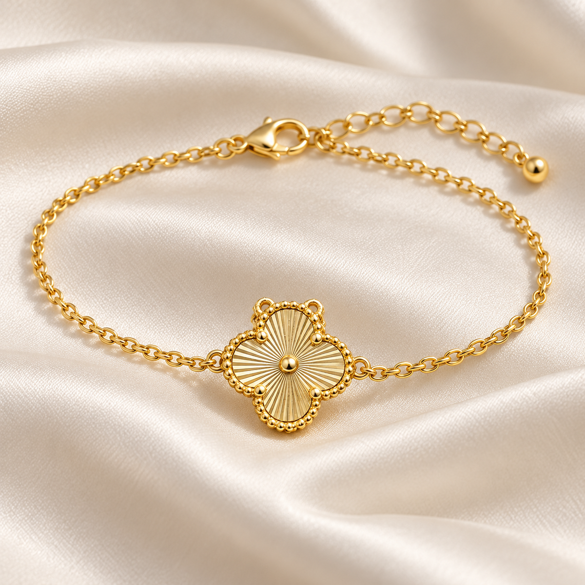 Sunburst Clover Adjustable Bracelet Gold
