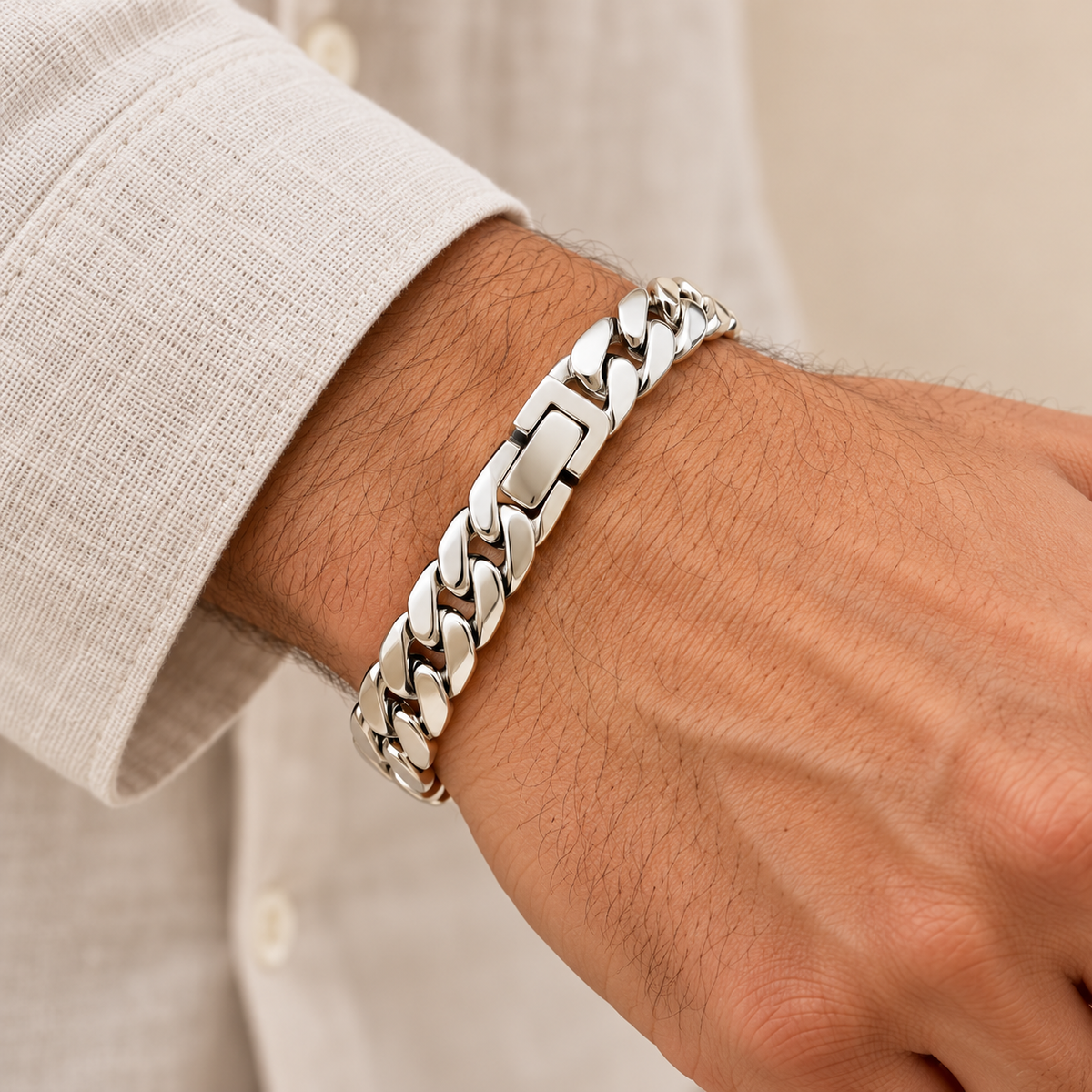 Men's Silver Curb Chain Bracelet