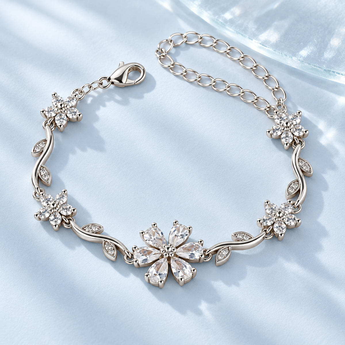Crystal Blossom and Vine Bracelet blue display