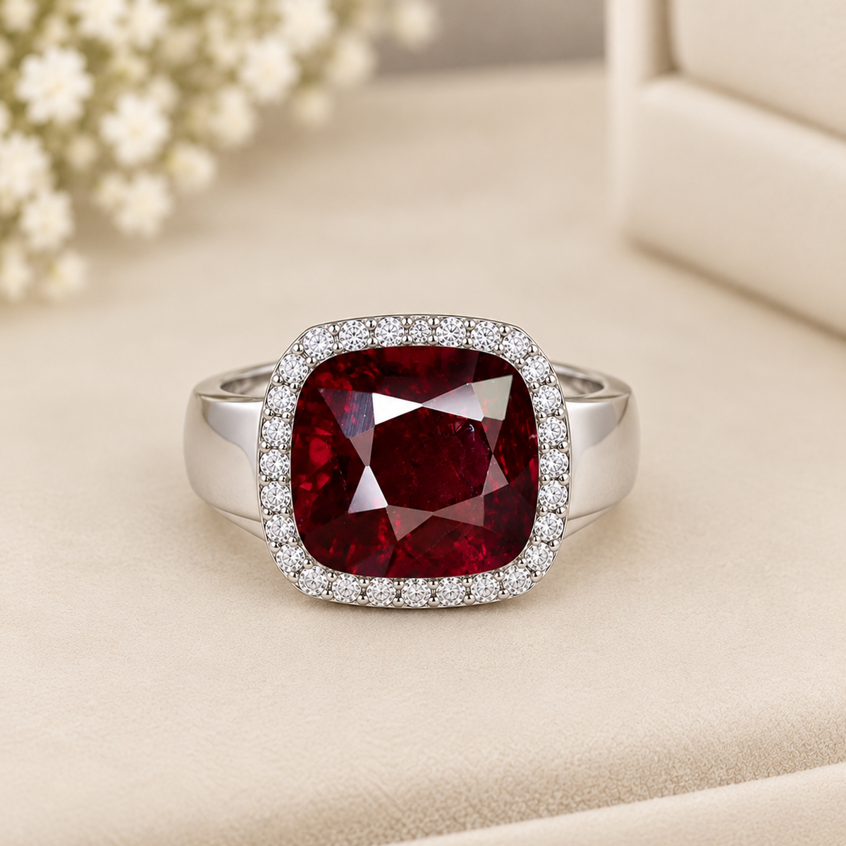 Pigeon Blood Ruby Men's Ring