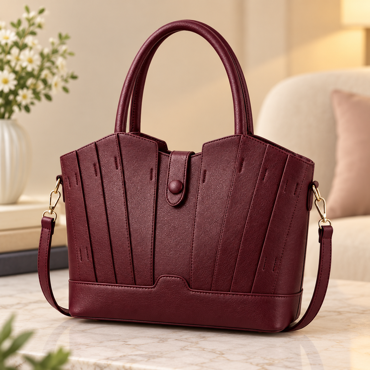 Lychee Texture Patchwork Handbag