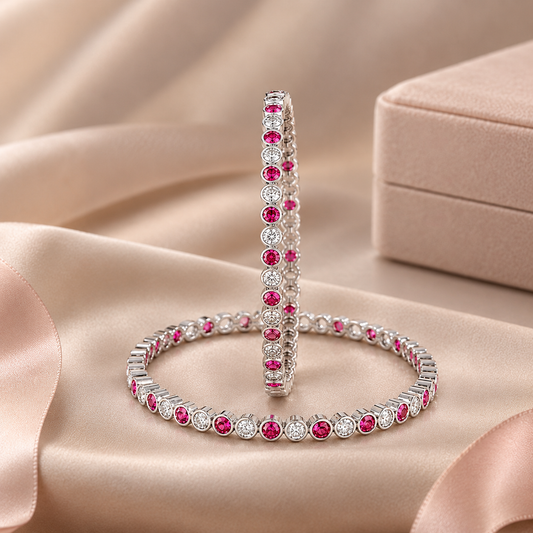 Silver Ruby Bnagle