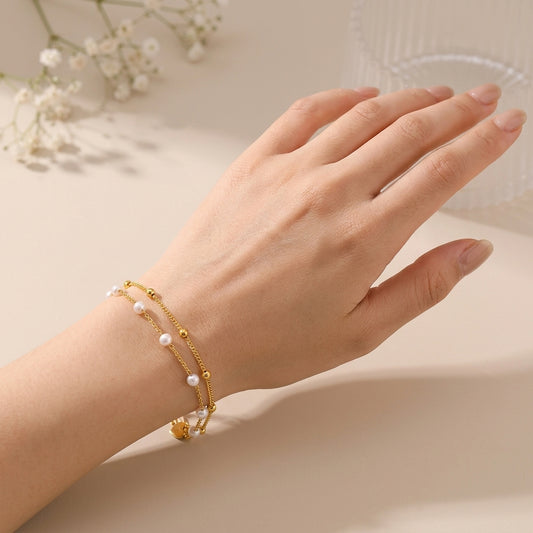 Double Round Pearl Bracelet