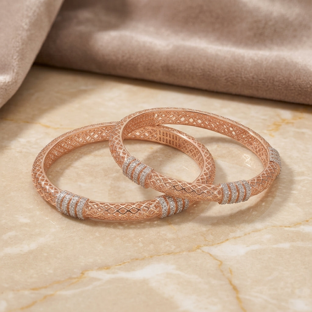 Rose Gold Mesh Lattice Bangle