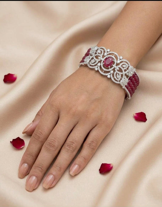 Ruby Pearl Kada Bracelet