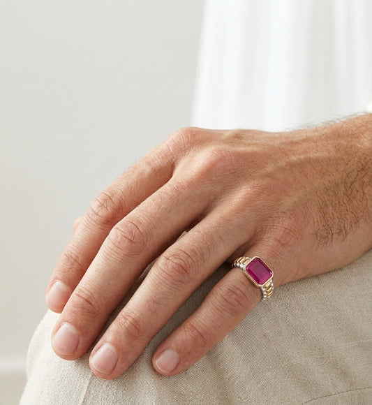 Sterling Silver Men's Ruby Ring