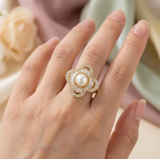 Pearl Blossom Floral Ring – Silver 925