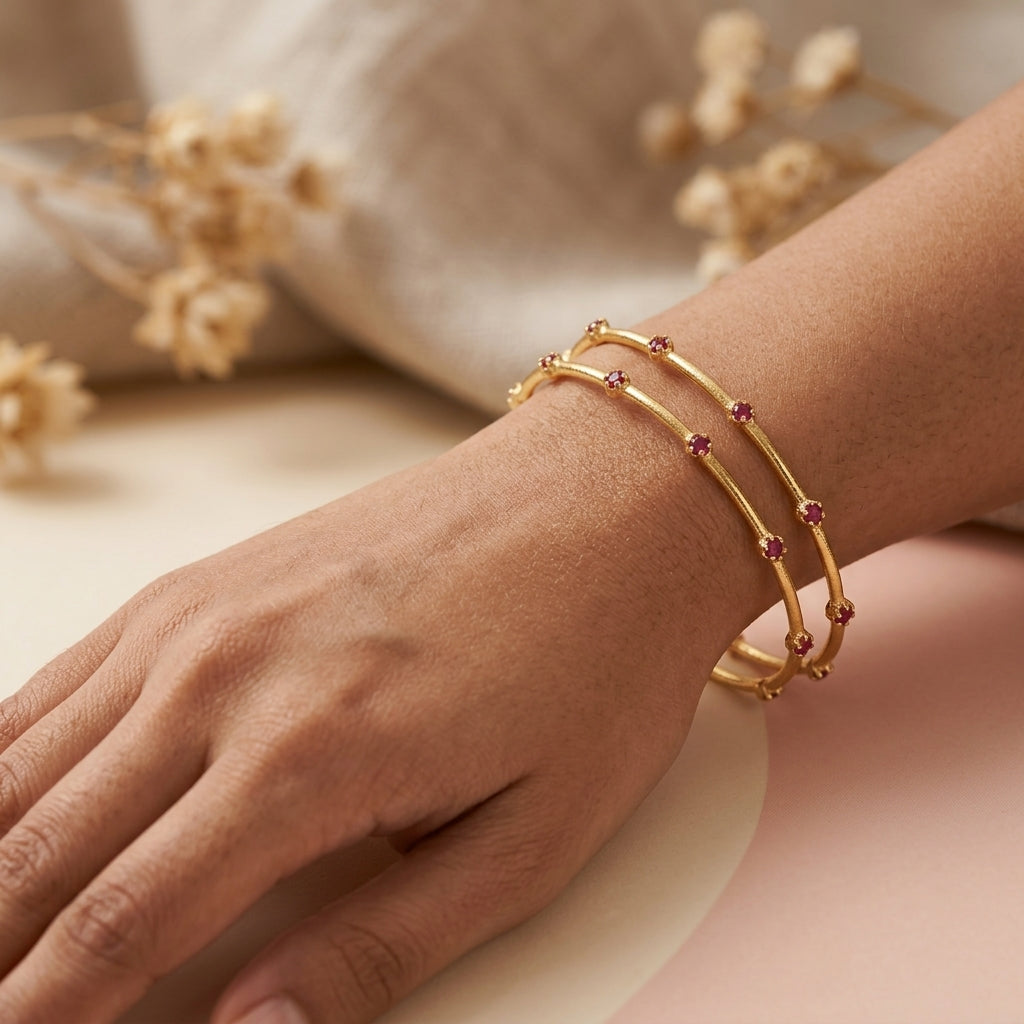 Plain Ruby Gold Bangle