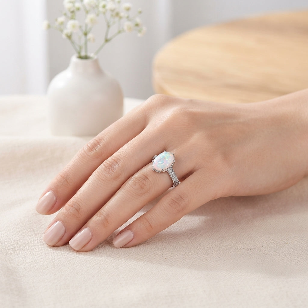 White Opal Ring