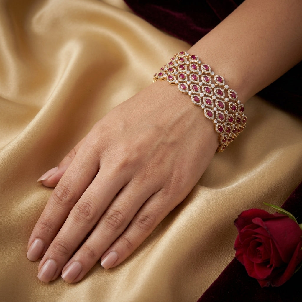 Rich Royal Gold Ruby Bracelet