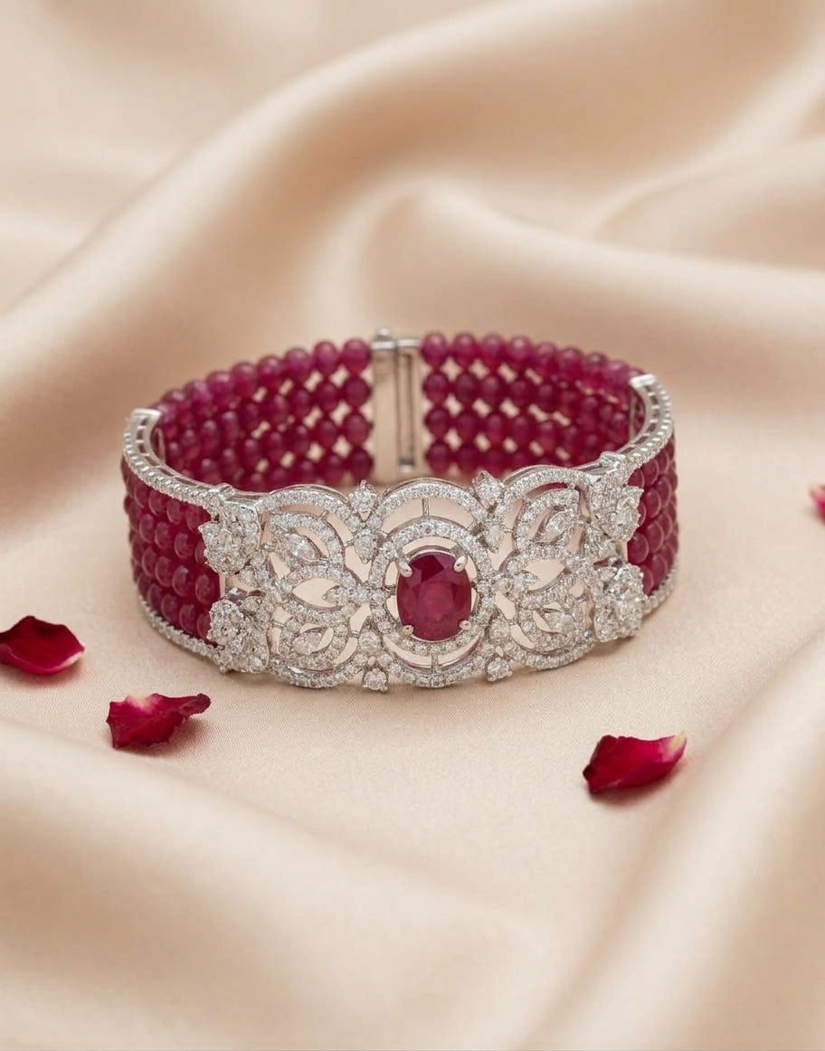 Ruby Pearl Ring & Bracelet Combo