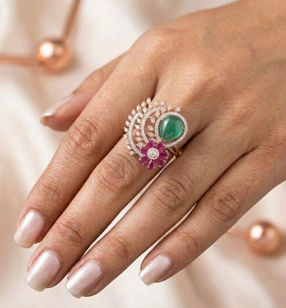 Ruby Diamond Elegance Ring – 925 Sterling Silver