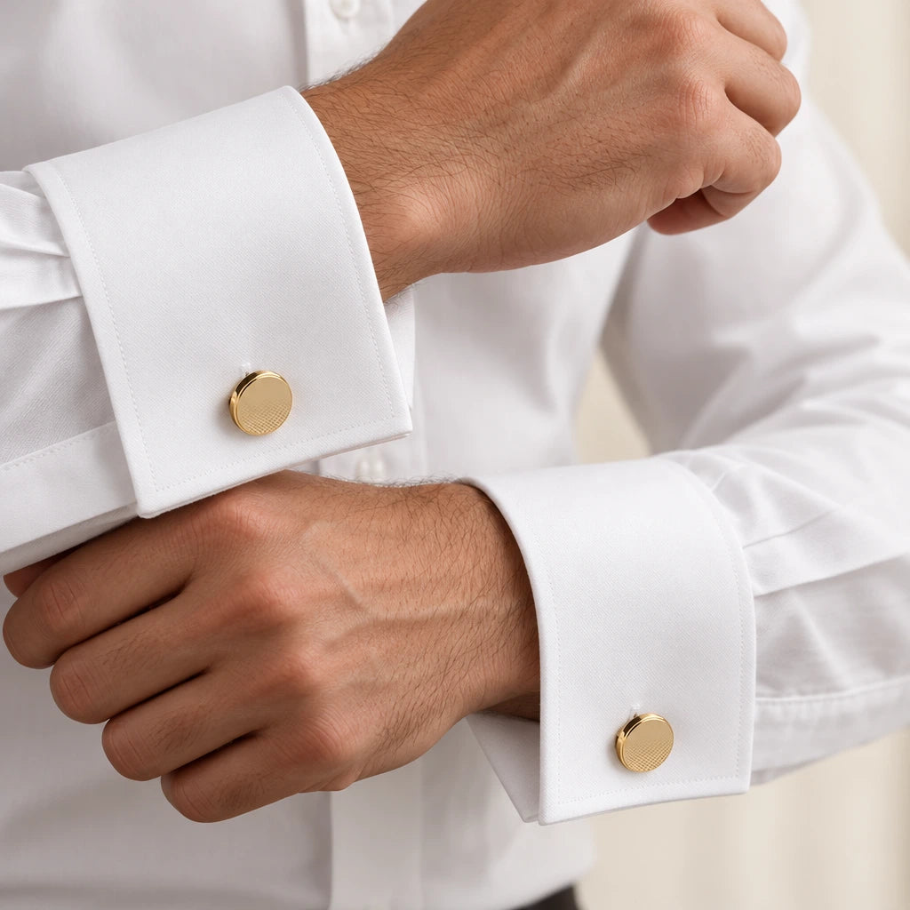 Gold Royal Cufflink | Gold Royal Cufflink – 925 Sterling Silver | Nafees Silver Jewels