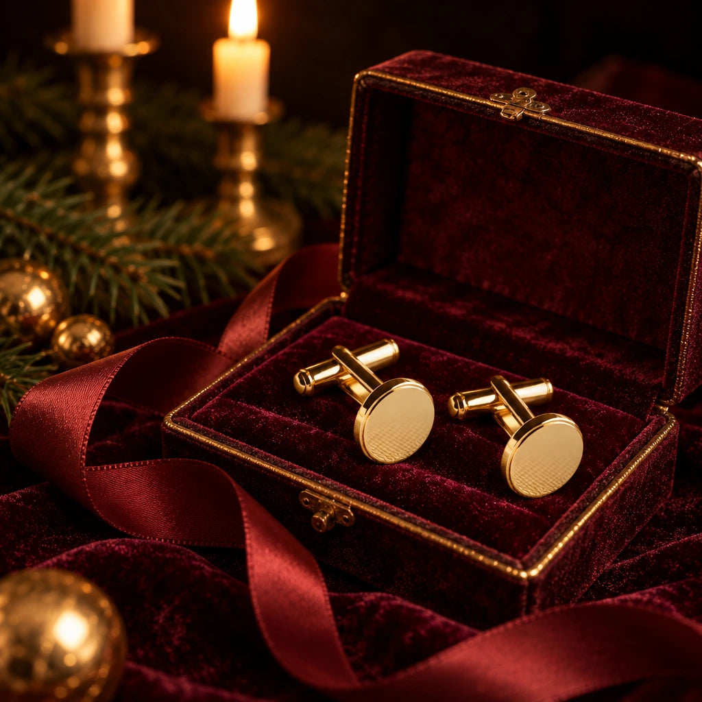 Gold Royal Cufflink | Gold Royal Cufflink – 925 Sterling Silver | Nafees Silver Jewels