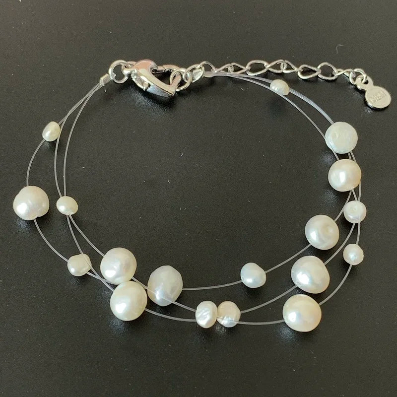 Genuine Freshwater Pearl Bracelet 925 Sterling Silver Charm Bracelets