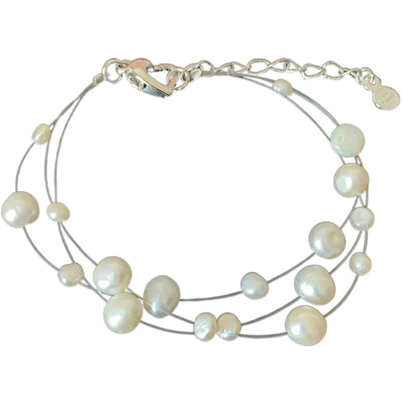 Genuine Freshwater Pearl Bracelet 925 Sterling Silver Charm Bracelets