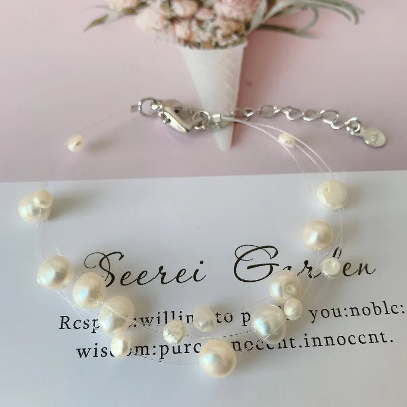 Genuine Freshwater Pearl Bracelet 925 Sterling Silver Charm Bracelets