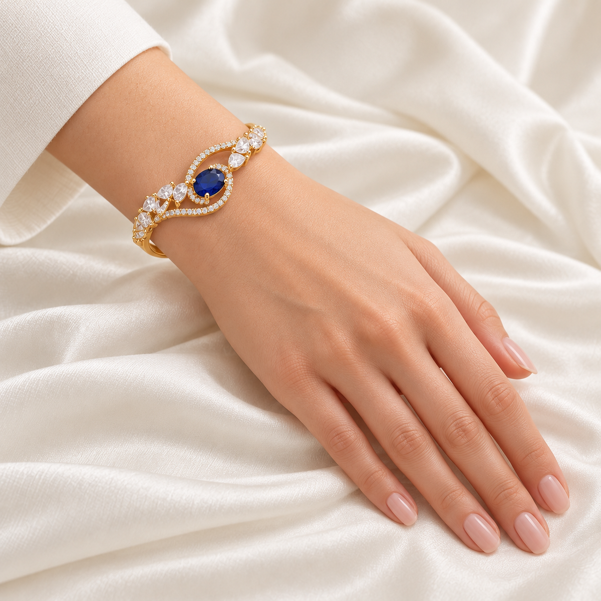 Royal Blue Swirl Kada — Golden