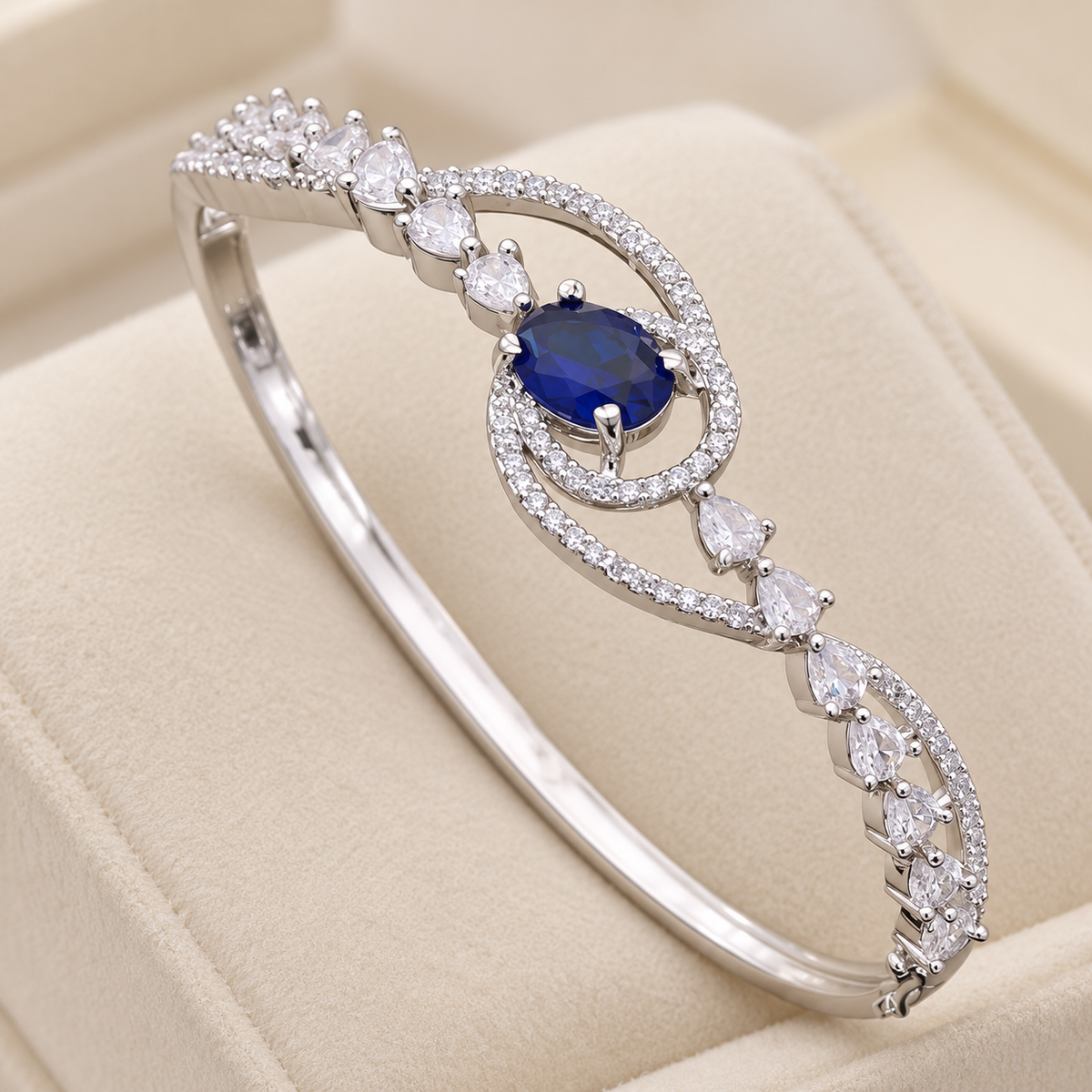 Royal Blue Swirl Kada — Silver