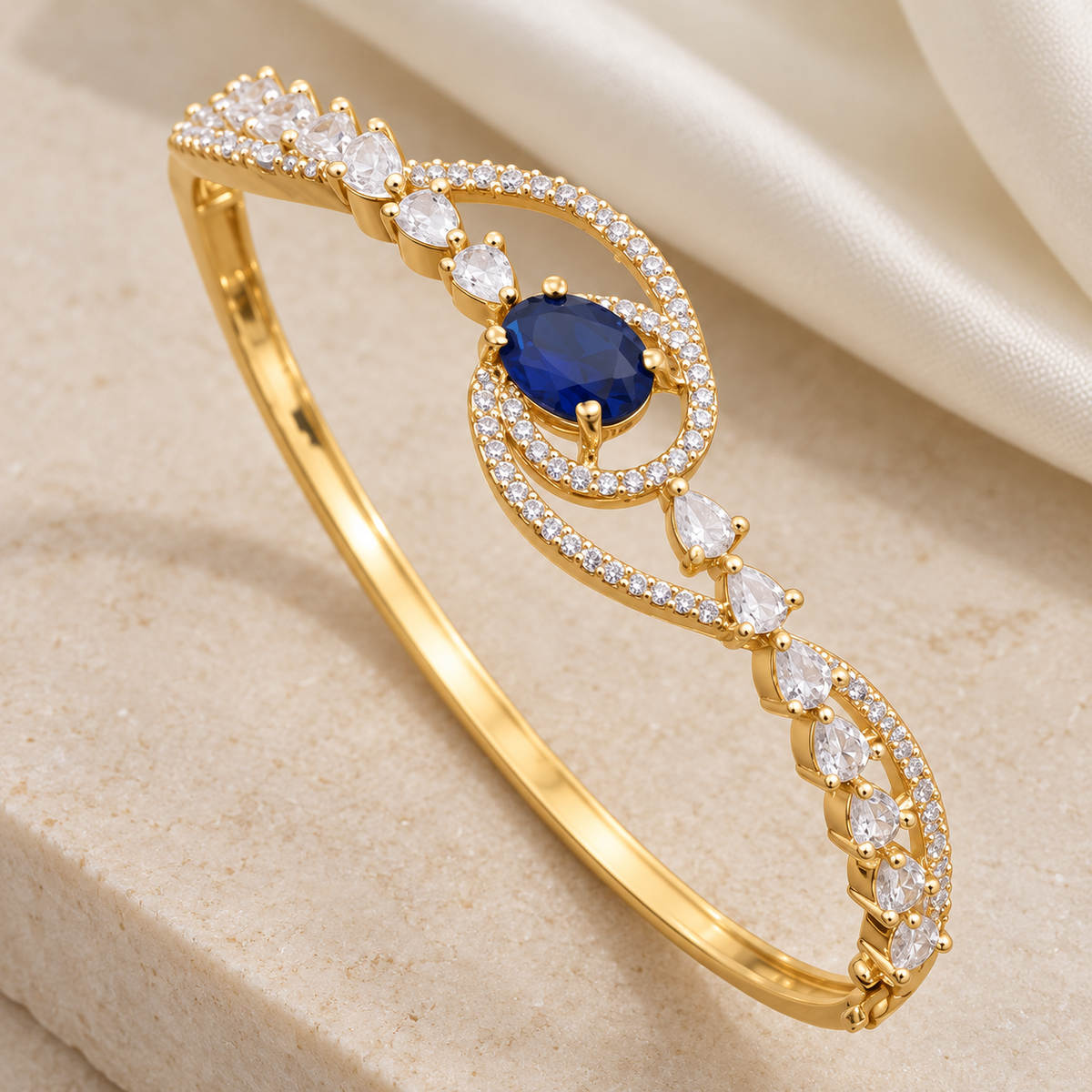 Royal Blue Swirl Kada — Golden