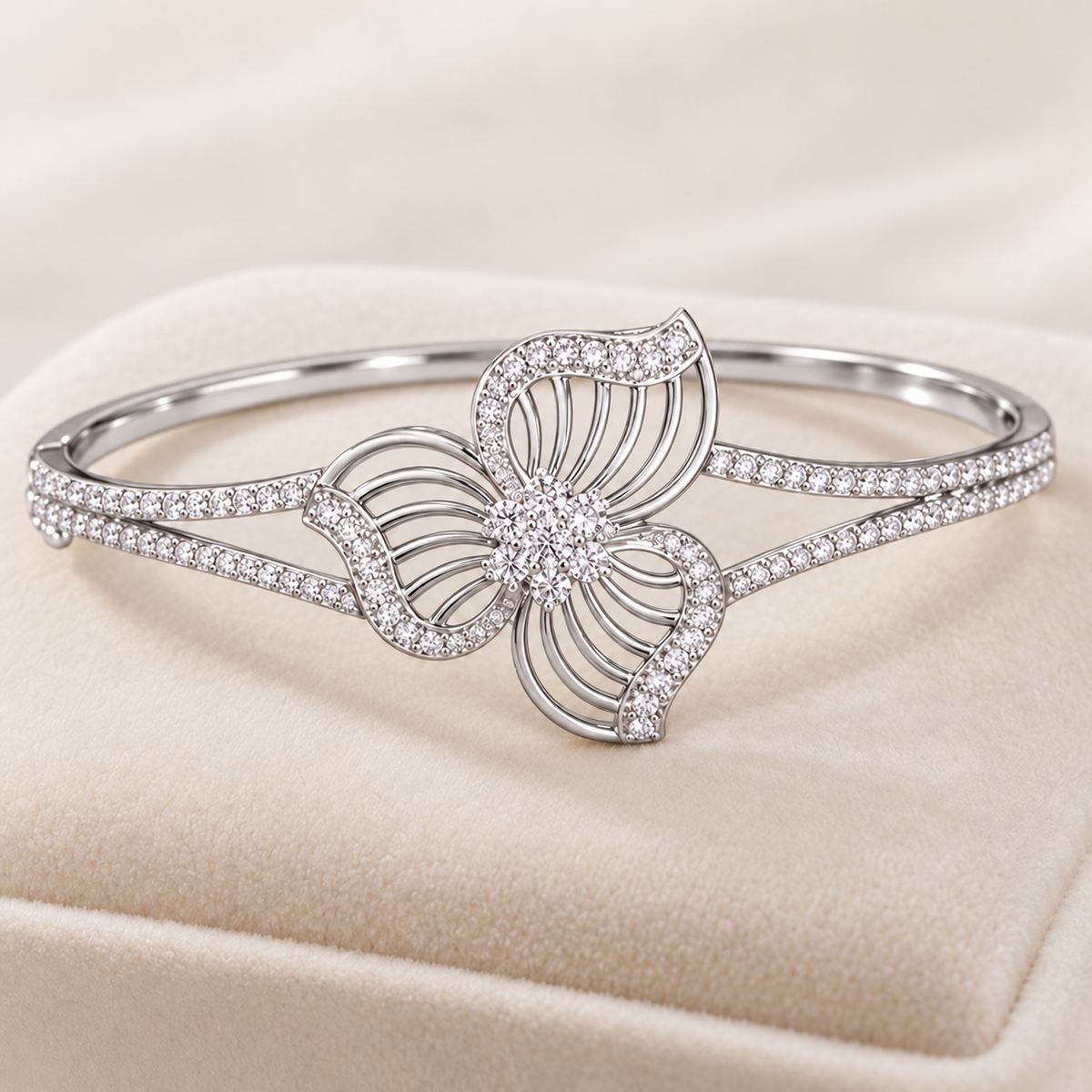 Triple Fan Petal Kada — Silver