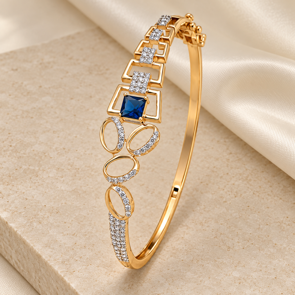 Blue Square Geometric Kada — Golden
