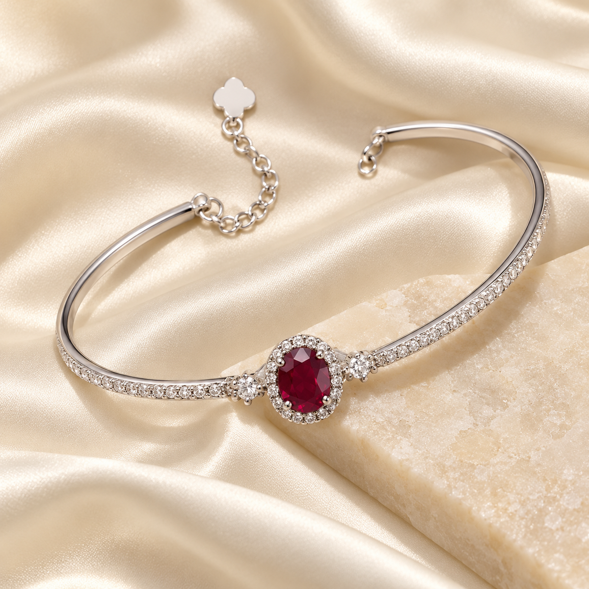 Aurelia Ruby Halo Bracelet Satin