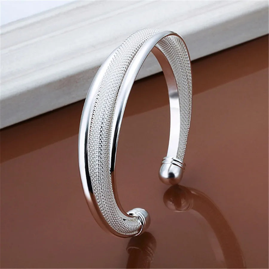 Silver color Bangle exquisite luxury gorgeous fashion wedding women lady bracelet  charm stamped  nice birthday gift B179