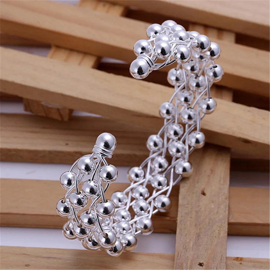 Silver color Bangle exquisite luxury gorgeous fashion wedding women lady bracelet  charm stamped  nice birthday gift B179