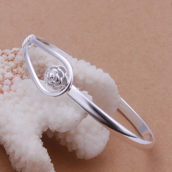 Silver color Bangle exquisite luxury gorgeous fashion wedding women lady bracelet  charm stamped  nice birthday gift B179