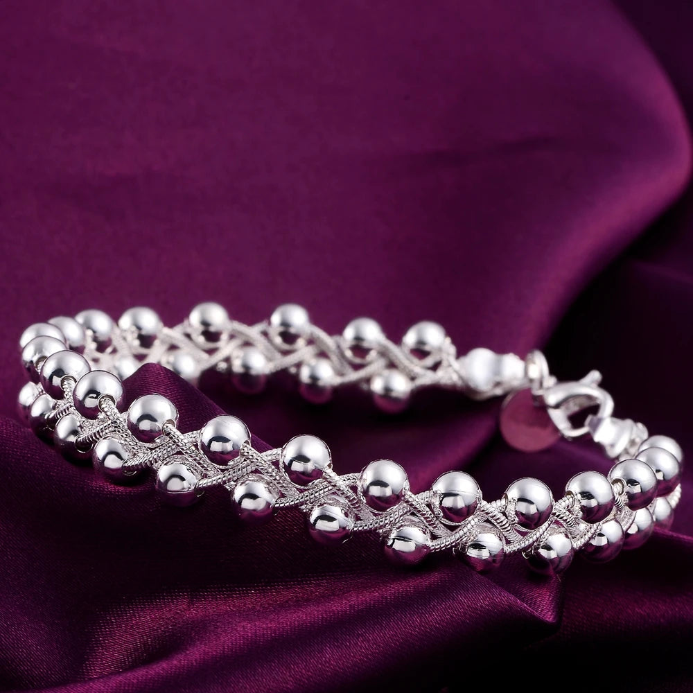 925 Sterling silver Bracelet Beautiful Braided beads